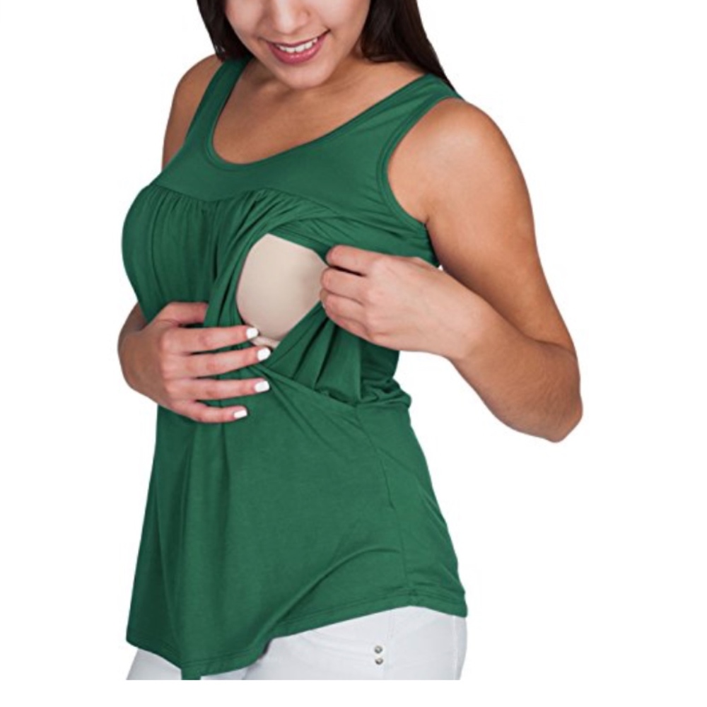 NEW! Nursing Breastfeeding Tank Top Green